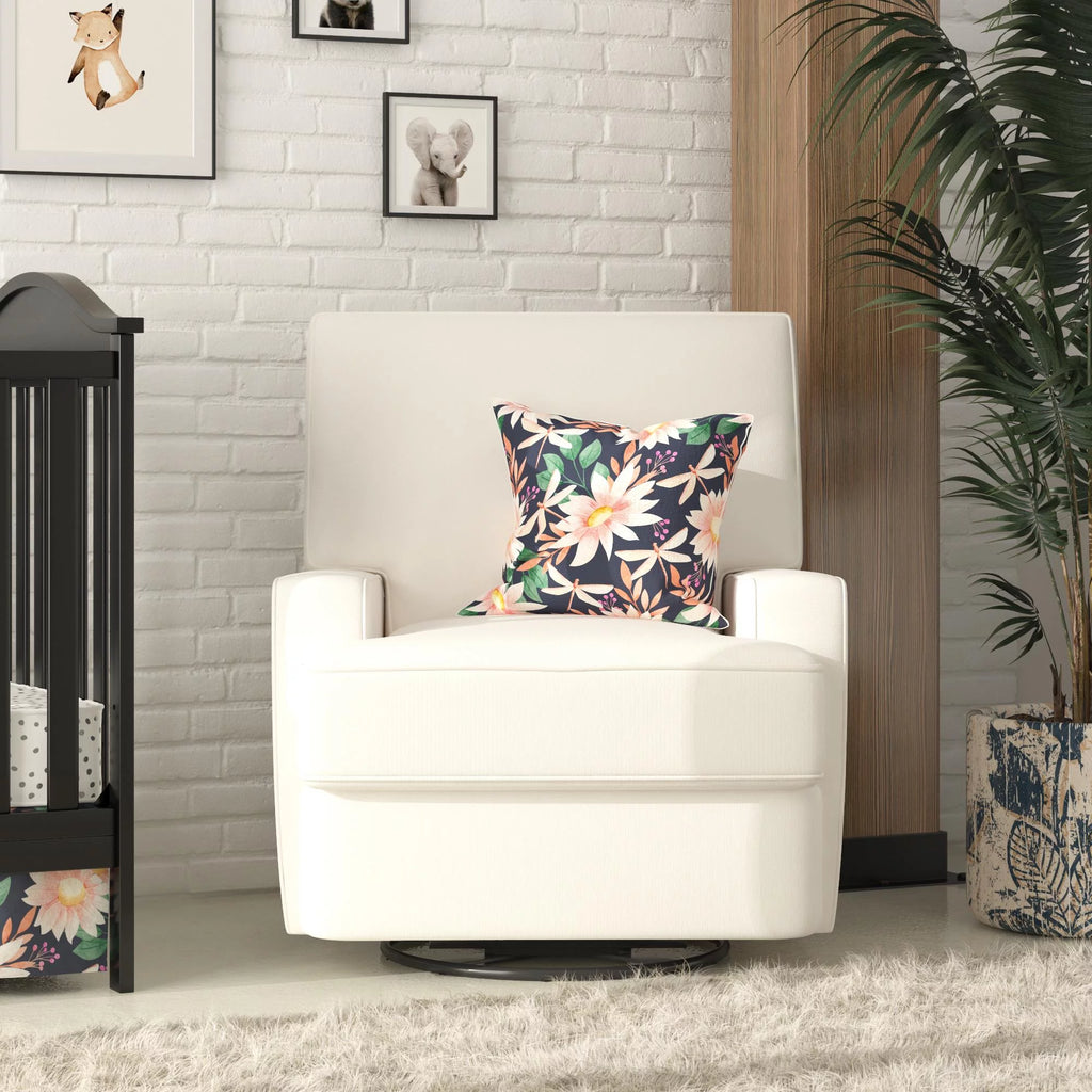 White Linen Swivel Glider Recliner Chair Y861163