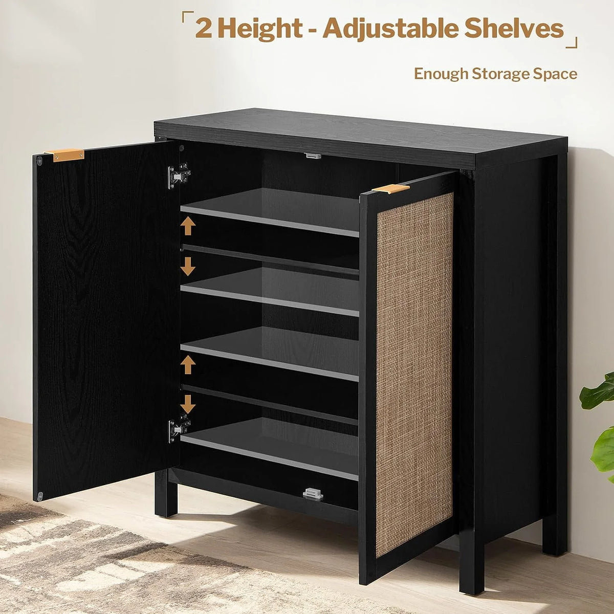 Set of 2 Rattan Cabinet with Doors P4515