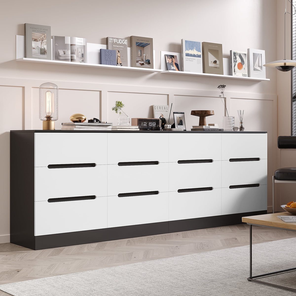 Black & White 6 Drawer Dresser R616204