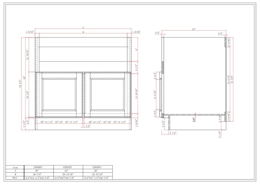 30" Wide Double Door Base Cabinet R2234