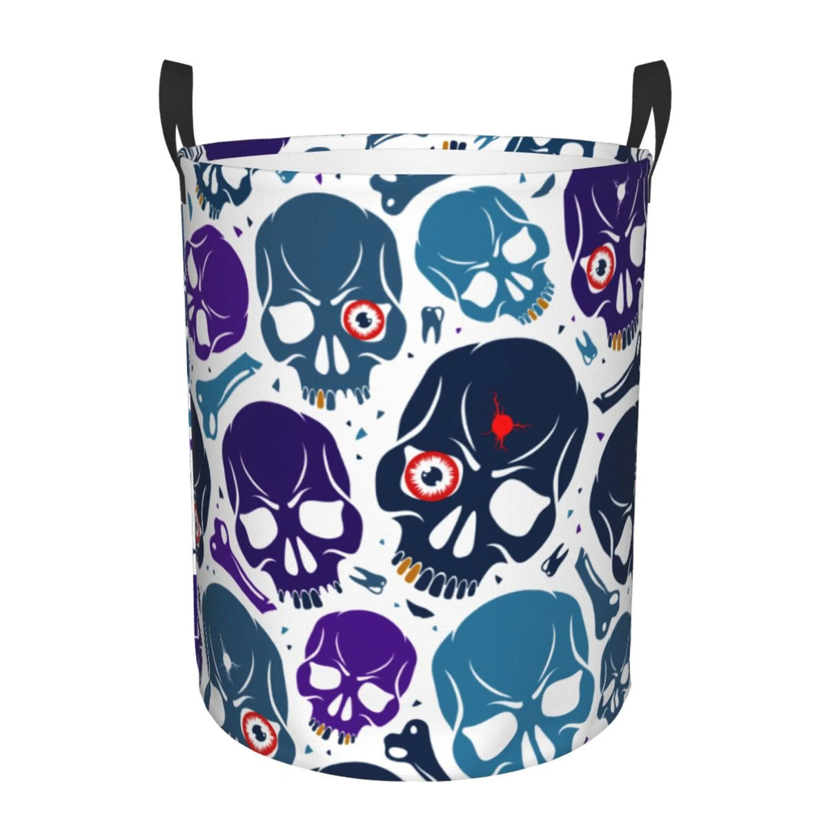 Blue Skull Purple Bone Collapsible Laundry Basket B773141