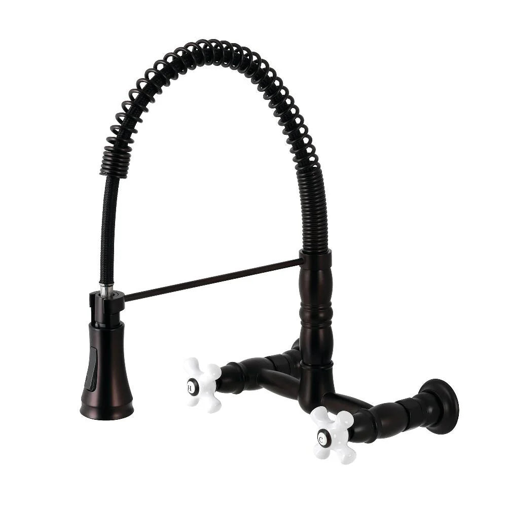 Wall Mount Pull-Down Sprayer Kitchen Faucet Oil Rubbed Bronze X902
