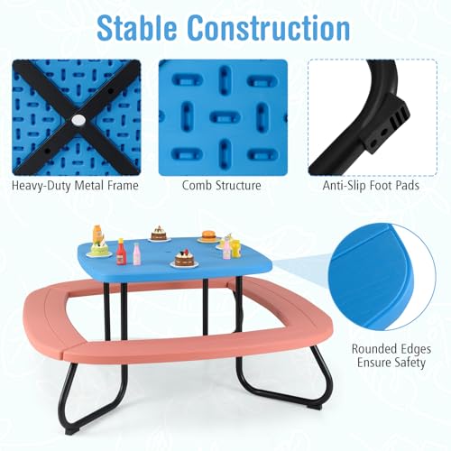 8 Seat Kids Picnic Table with Umbrella and Benches F45221