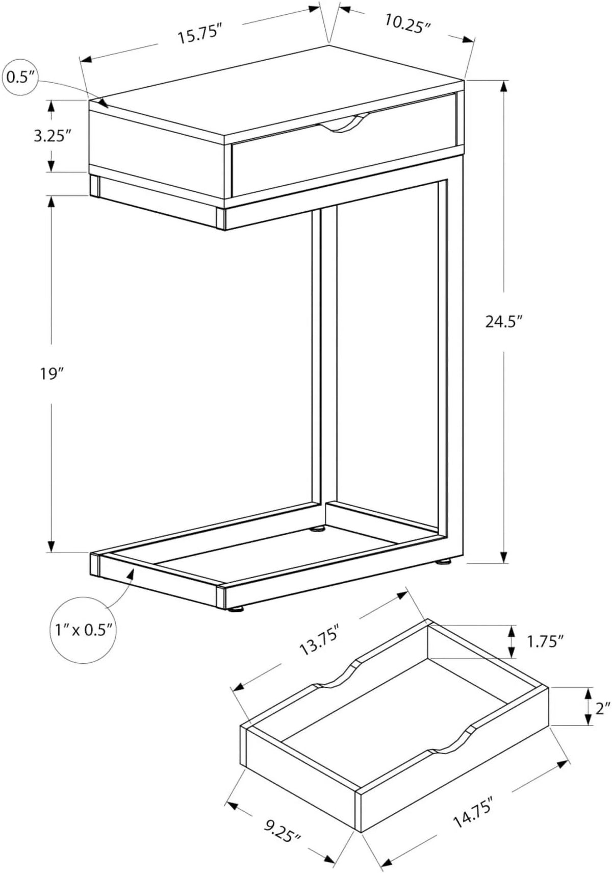 Brown Wood-Look Drawer Accent Table M145