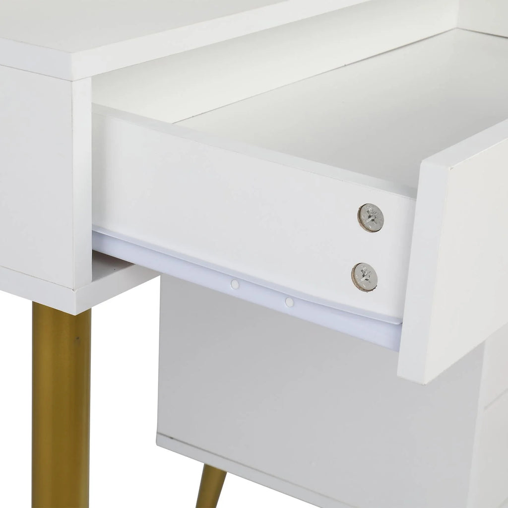 White Vanity Table Set with Lighted Mirror and 4 Drawers B2437