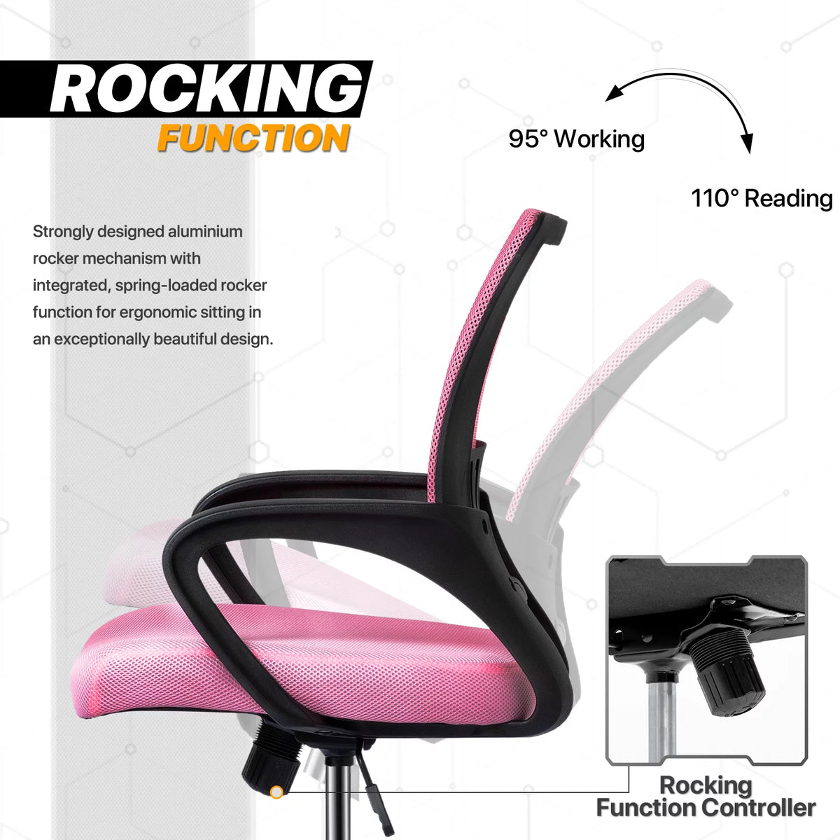 Pink Mesh Office Chair with Armrests E96508