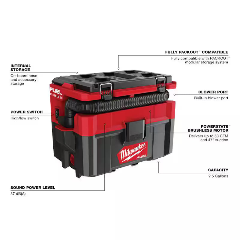 18-Volt Cordless 2.5 Gal. Wet/Dry Vacuum with 6.0 Ah Batteries K606