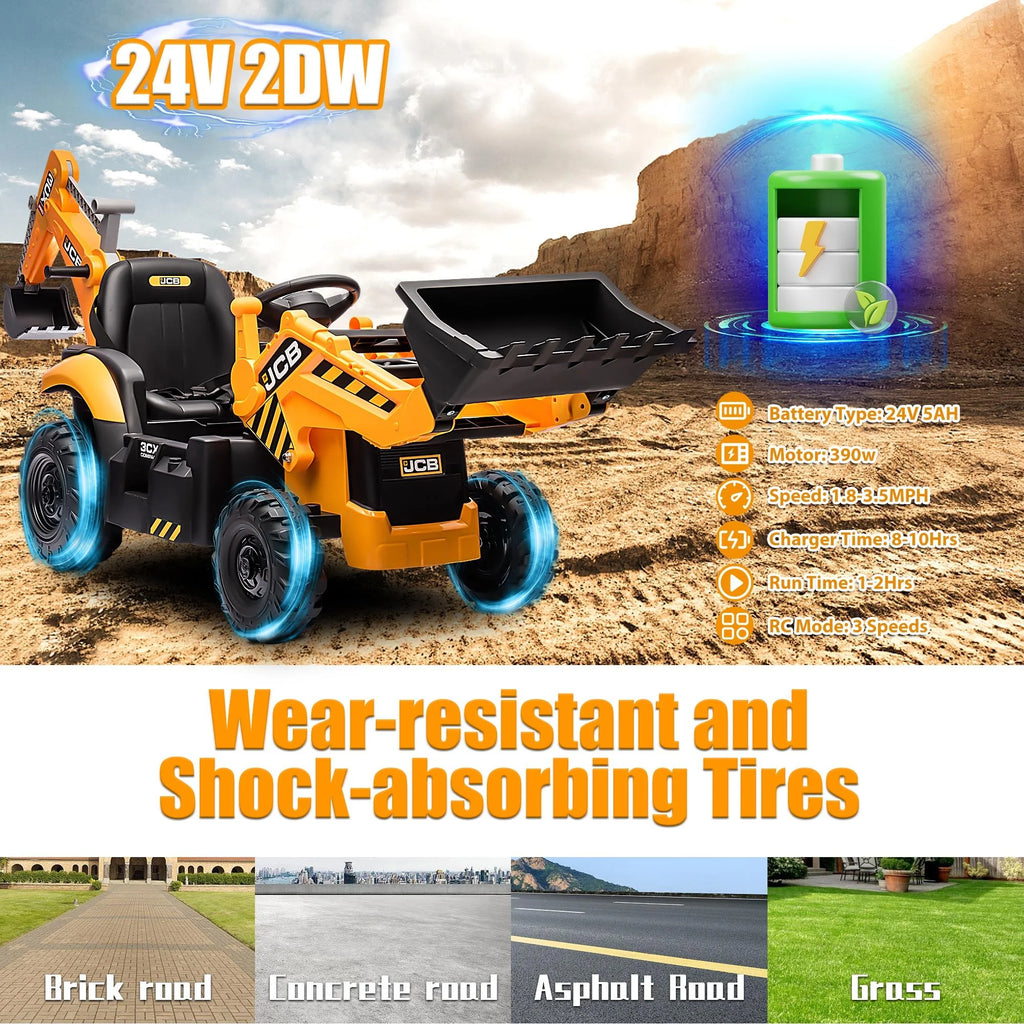 Yellow 24V Ride on Excavator with Remote Control T969609