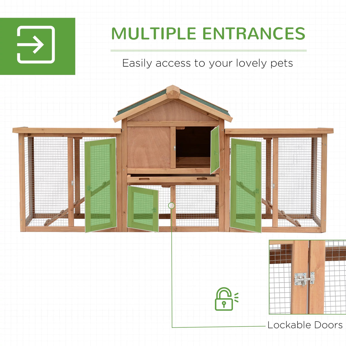 80" Wooden Chicken Coop with Nesting Box G82208