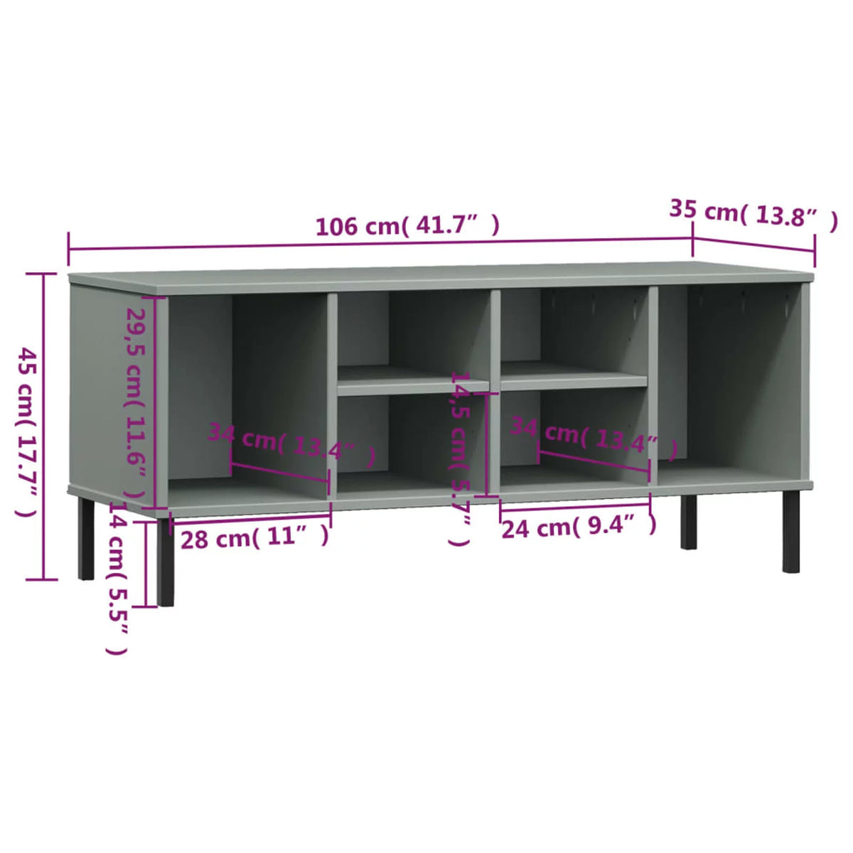 6 Compartment Pine Wood Shoe Rack B604793