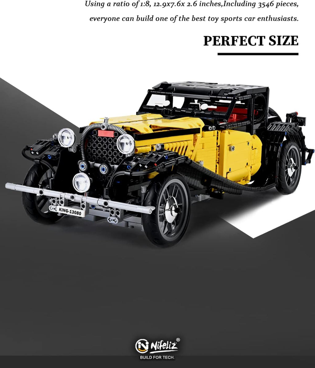Building Blocks and Construction Toy 1:8 Scale Retro Car Model 3564 Pcs M897695