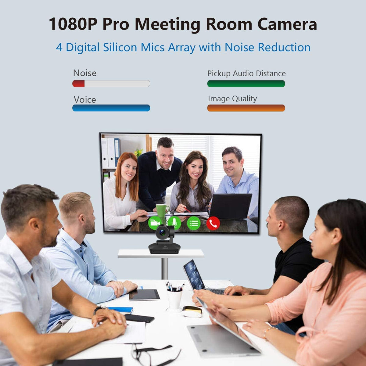 1080P PTZ Conference Room Camera with 4 Microphones Array, 10X Optical Zoom USB Webcam S67612