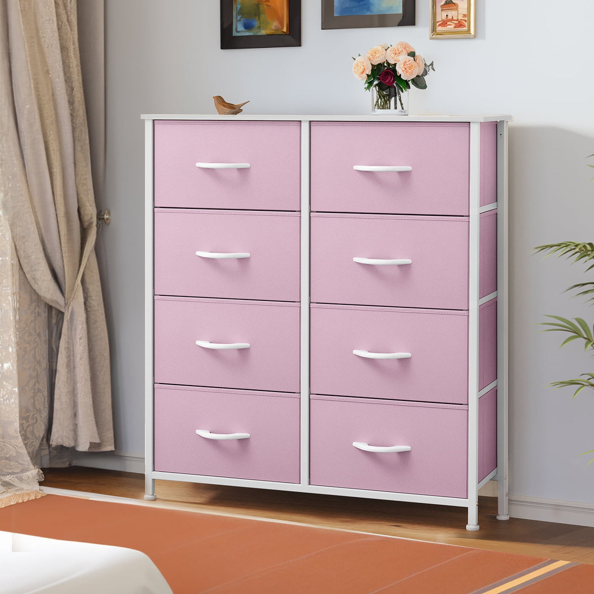 Black 8 Drawer Fabric Dresser S390918