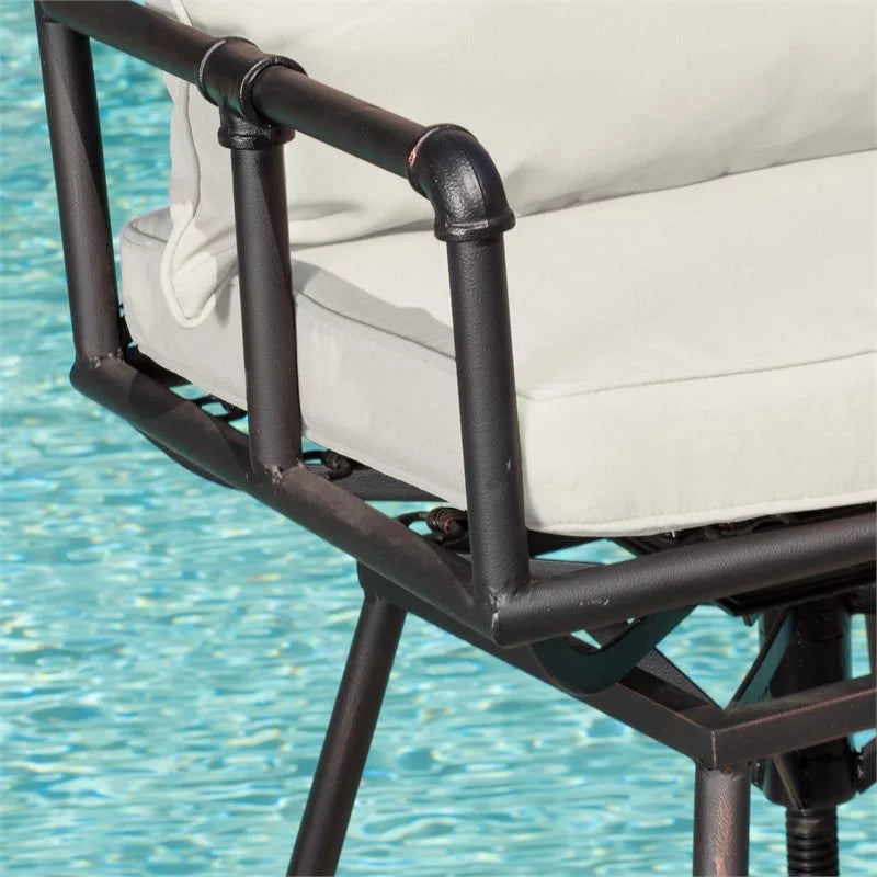Adjustable Barstool Set of 2 Black Copper Beige C53083