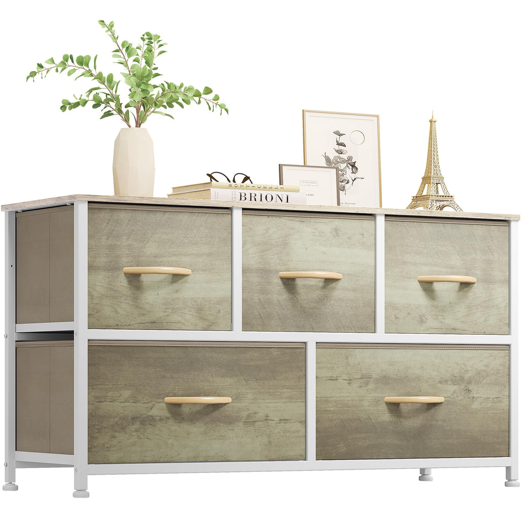 4 Drawer Fabric Storage Dresser with Wooden Top H5902