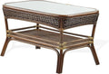 Rectangular Coffee Table Dark Walnut Natural Rattan B87003