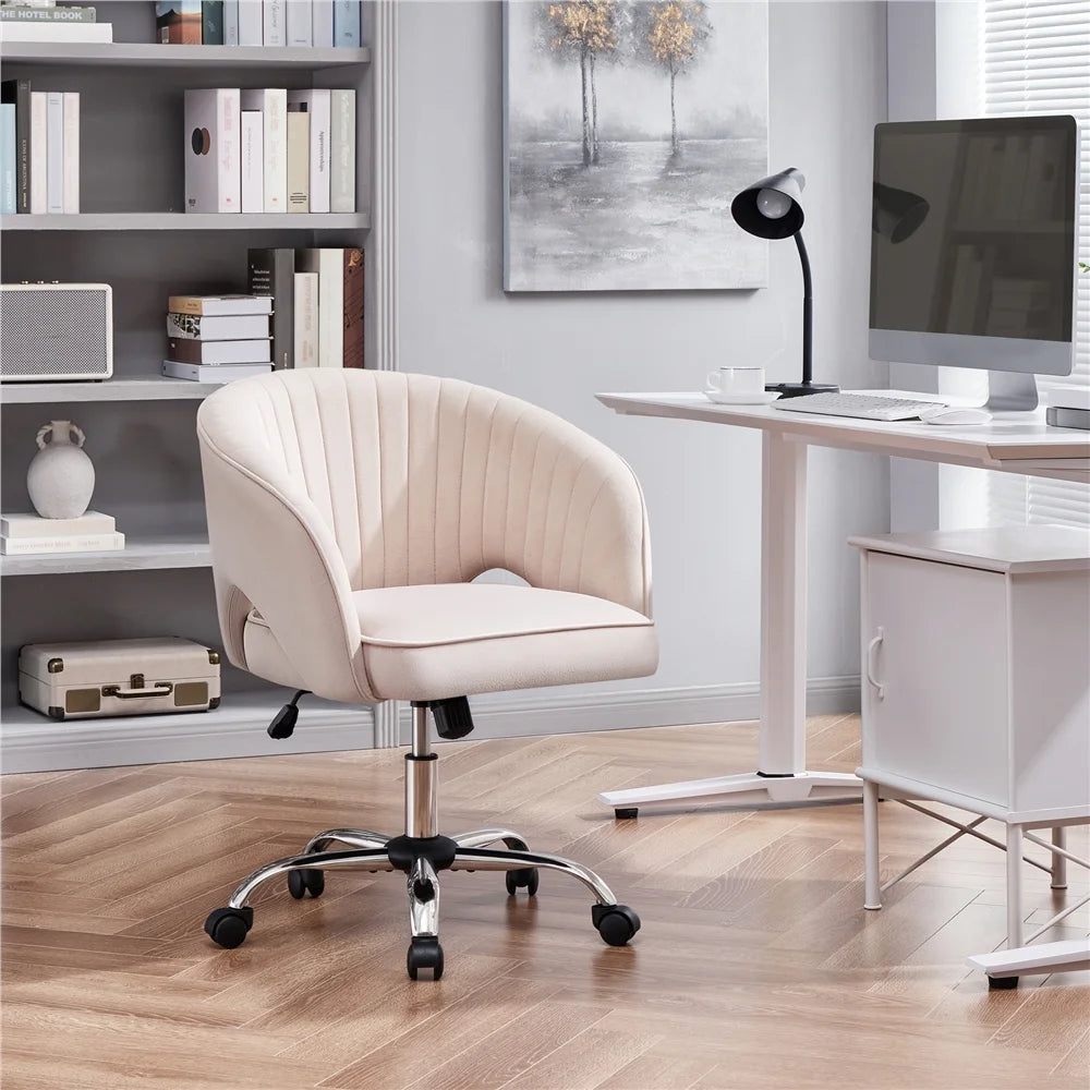 Cream Velvet Tufted Office Chair G833