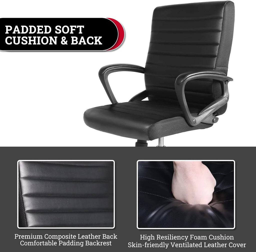 Ergonomic Bonded Leather Swivel Office Chair with Armrests X23633
