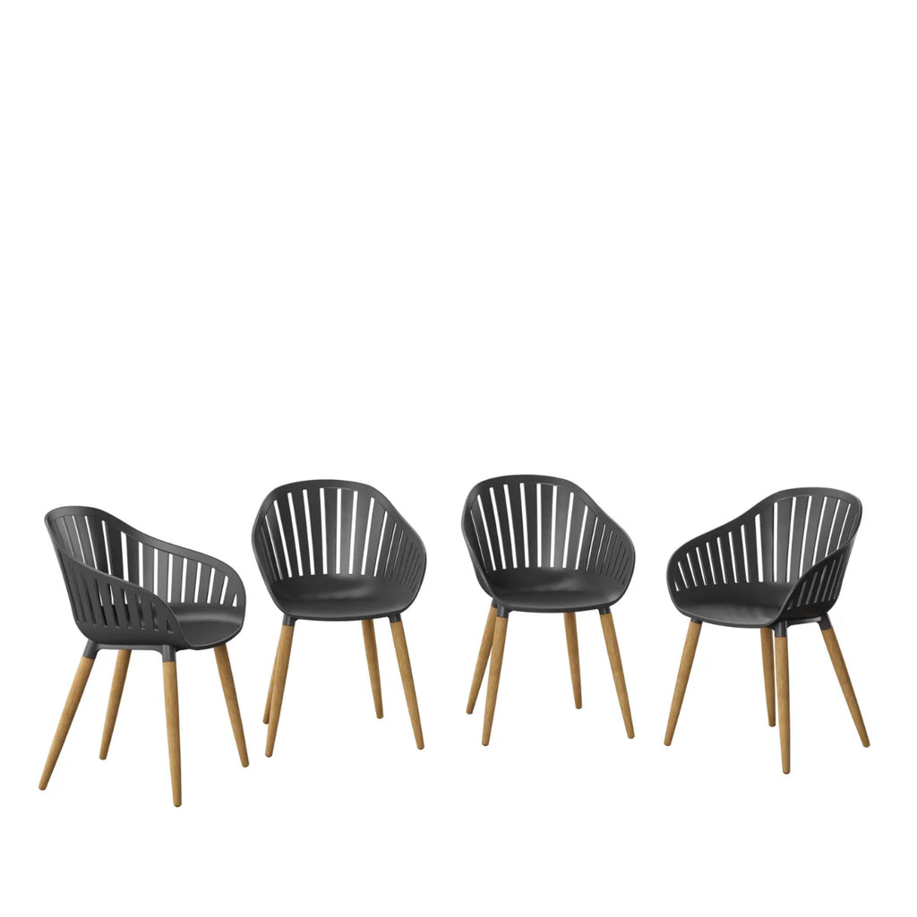 4-Piece Chair Set with Teak Finish Legs O19095