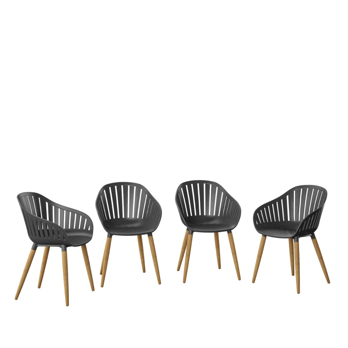 4-Piece Chair Set with Teak Finish Legs O19095