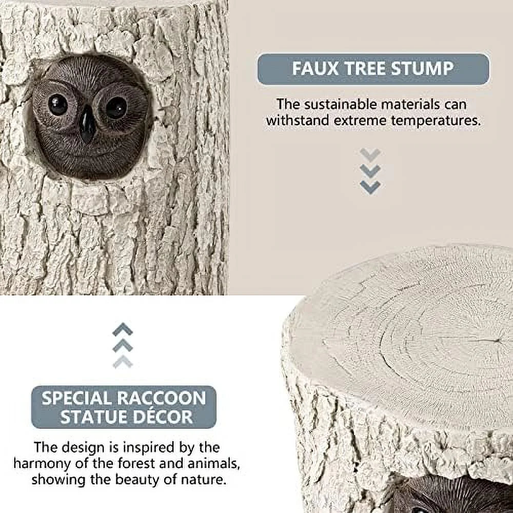 Antique Beige Faux Wood Stump Stool T47604
