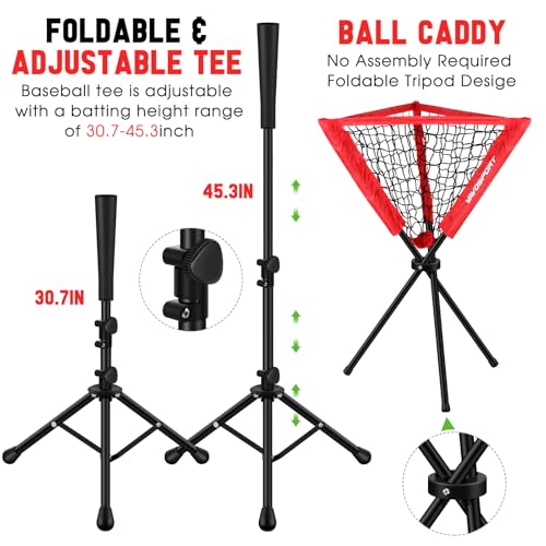 7x7' Baseball & Softball Net with Strike Zone, Tee, Ball Caddy L83003