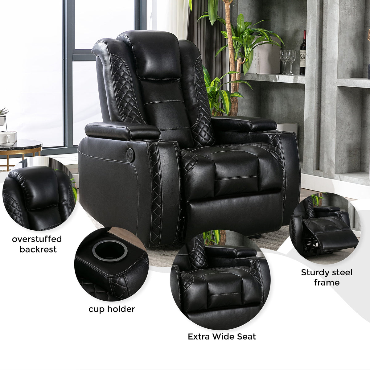 Power Recliner Chair with USB Ports and Cup Holders X5525