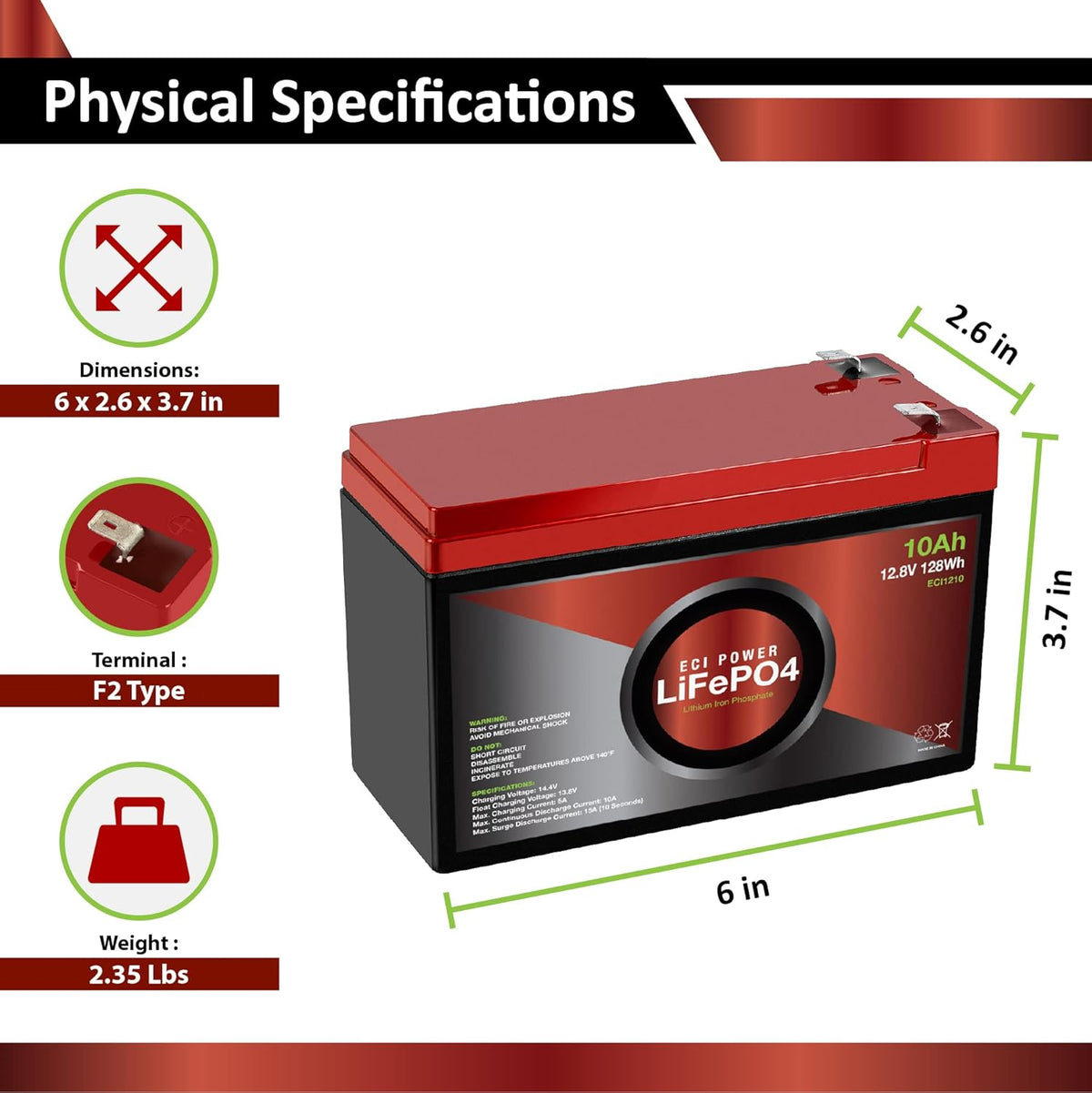 12V 100Ah Lithium LiFePO4 Deep Cycle Rechargeable Battery O1974