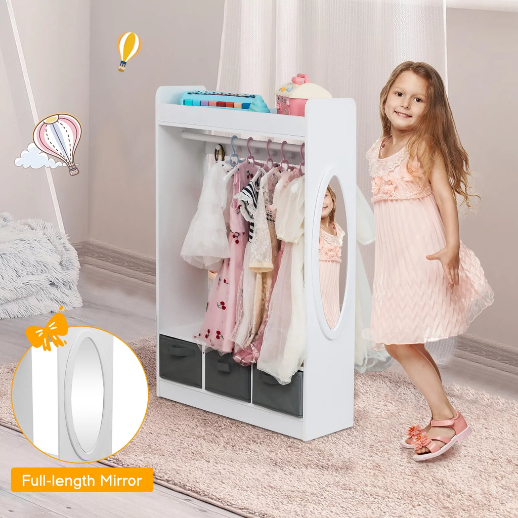 Kids Dress Up Storage with Mirror & 3 Drawers V7259