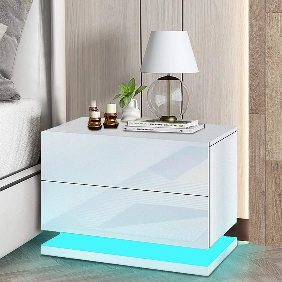 Black 2 Drawer Nightstand Y3806