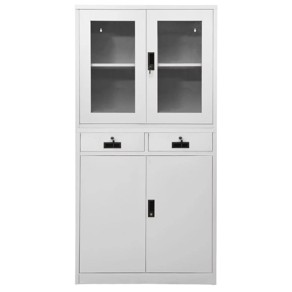 Light Gray 2 Drawer Steel and Glass Door File Storage Cabinet O715