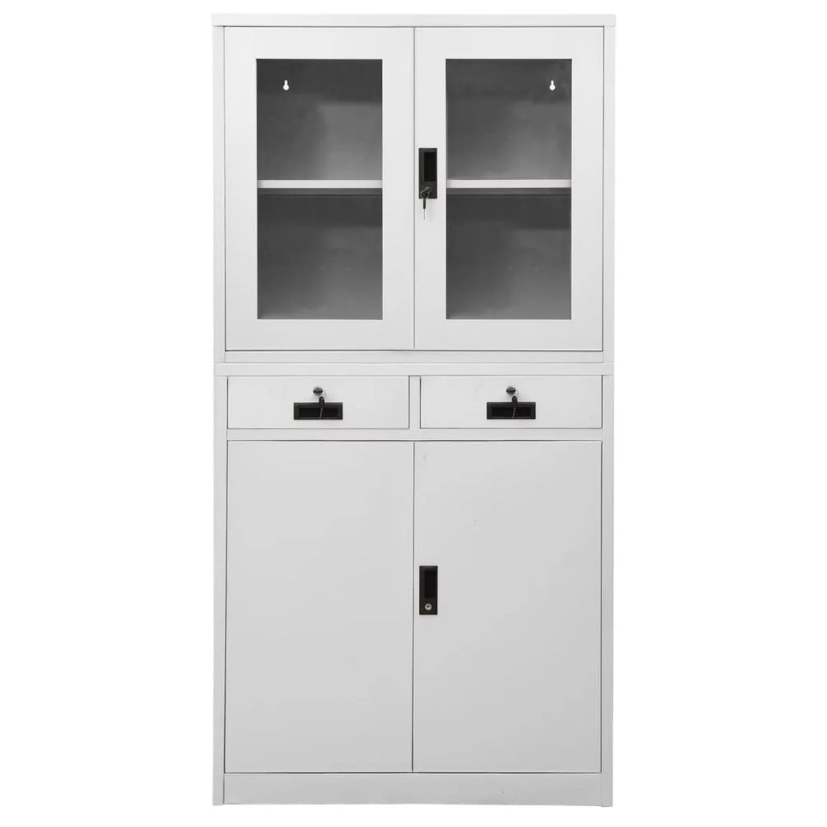 Light Gray 2 Drawer Steel and Glass Door File Storage Cabinet O715