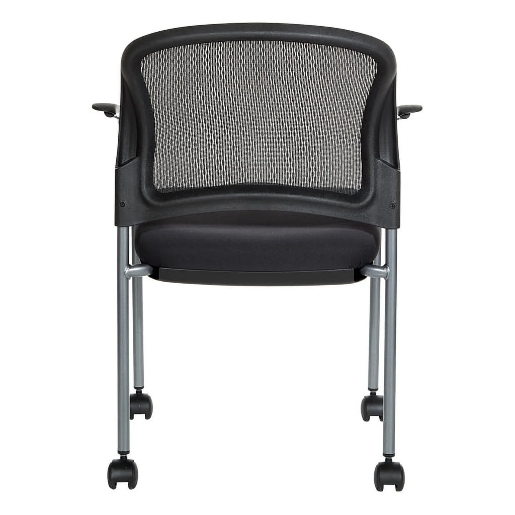 Black Fabric Rolling Visitors Chair P7970