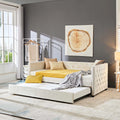 Beige Upholstered Tufted Daybed with Trundle C4122