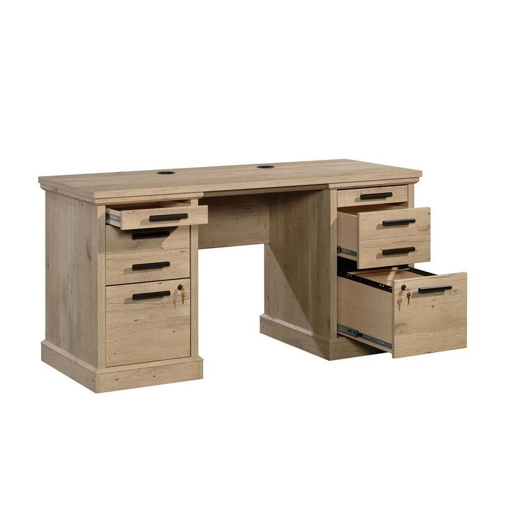 60" Engineered Wood Credenza Desk in Prime Oak Y95480
