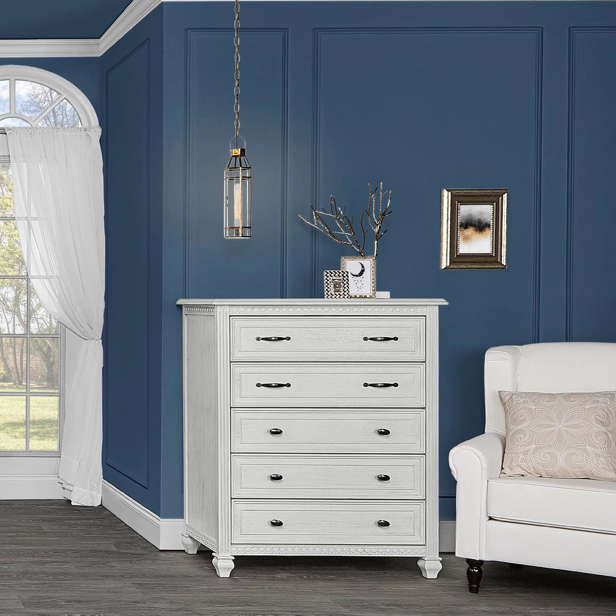 Antique Grey Mist 5 Drawer Chest L7975