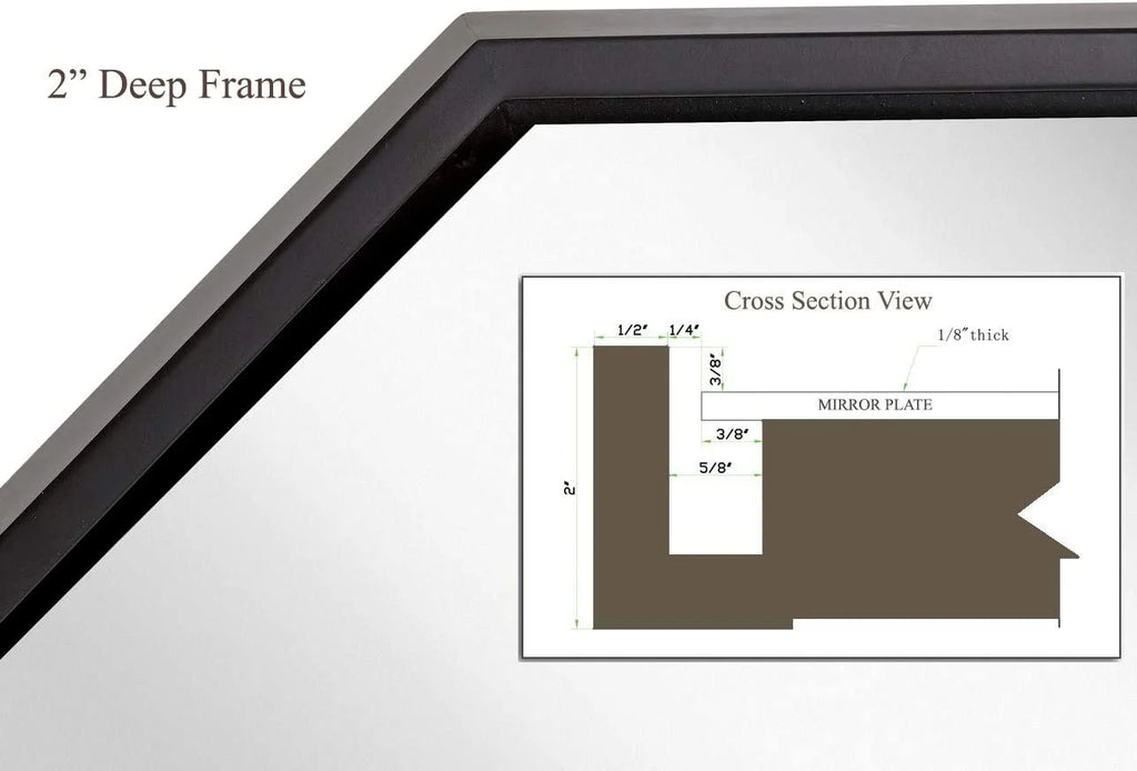 Black Octagon Wall Mirror 24" X 36" L4925