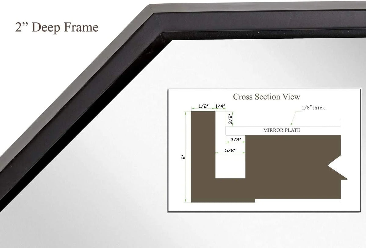 Black Octagon Wall Mirror 24" X 36" L4925