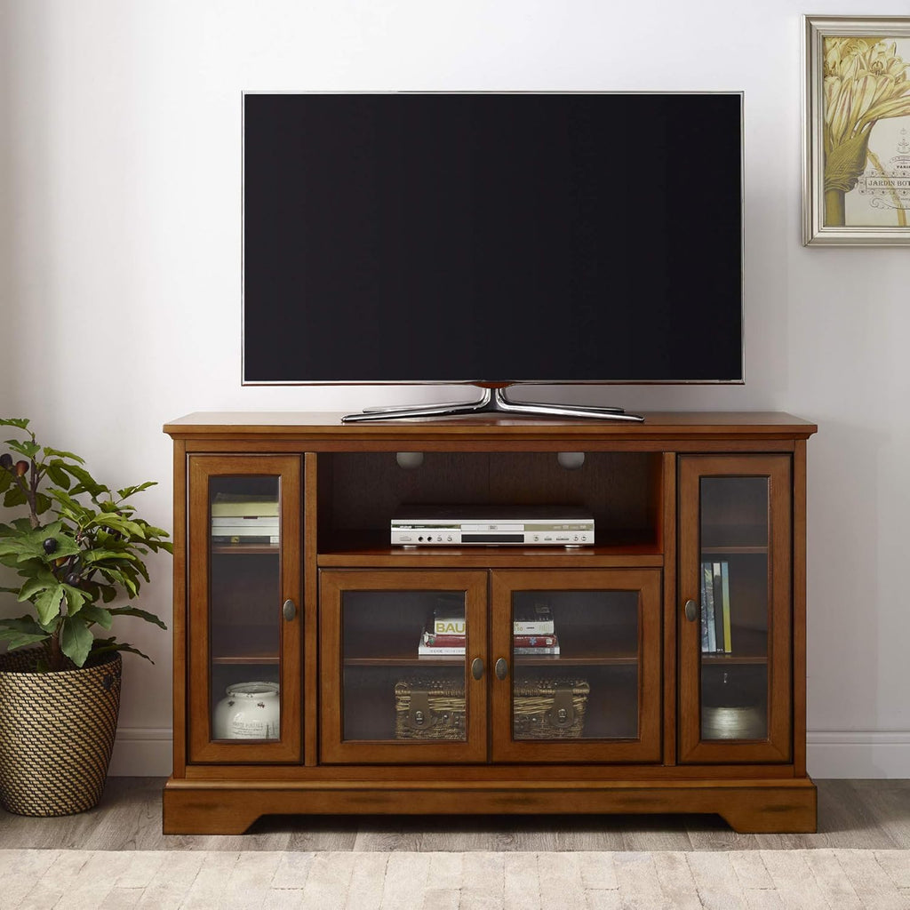 White Wood Universal TV Stand with Storage Cabinets Y686