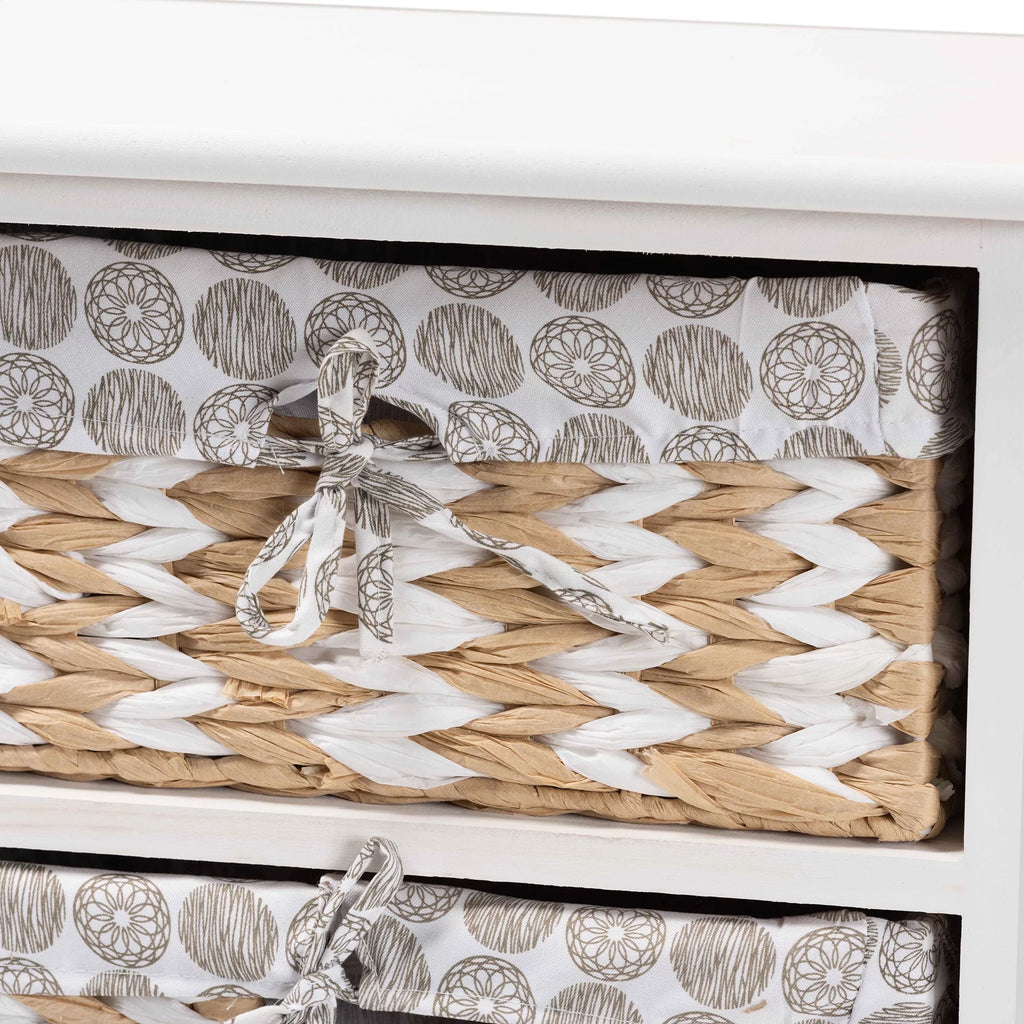 White Wood 2-Basket Storage Unit Y539936