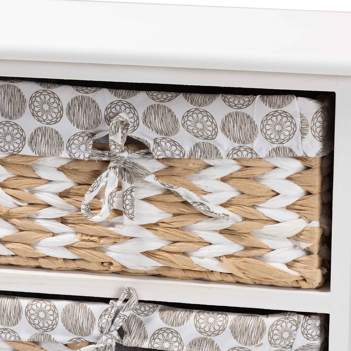 White Wood 2-Basket Storage Unit Y539936