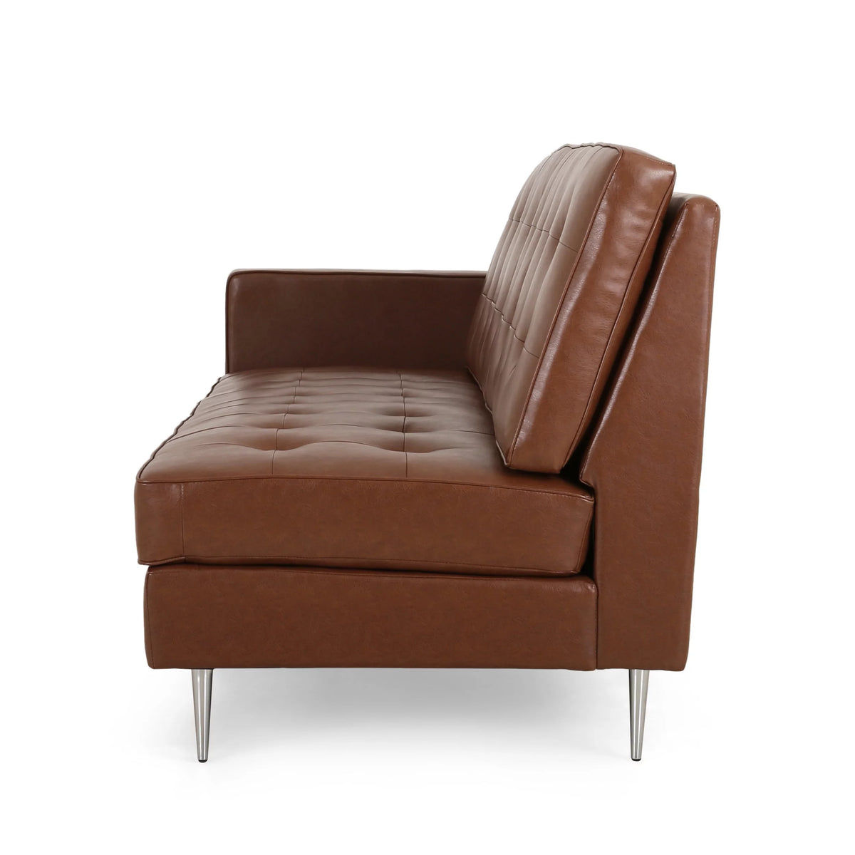 Cognac Brown Faux Leather 5 Seater Sectional Sofa Set E1836