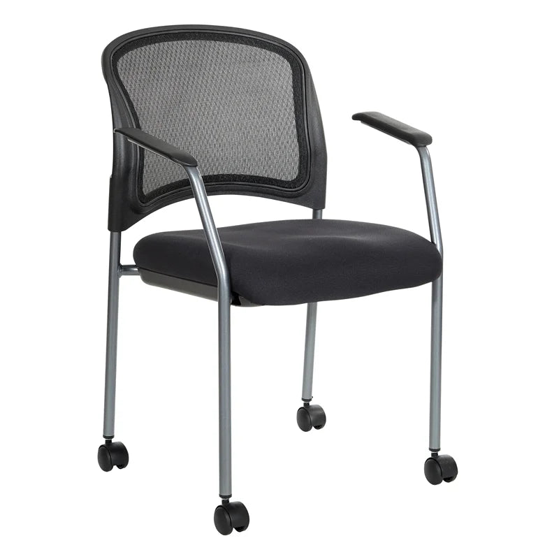 Black Fabric Rolling Visitors Chair P7970
