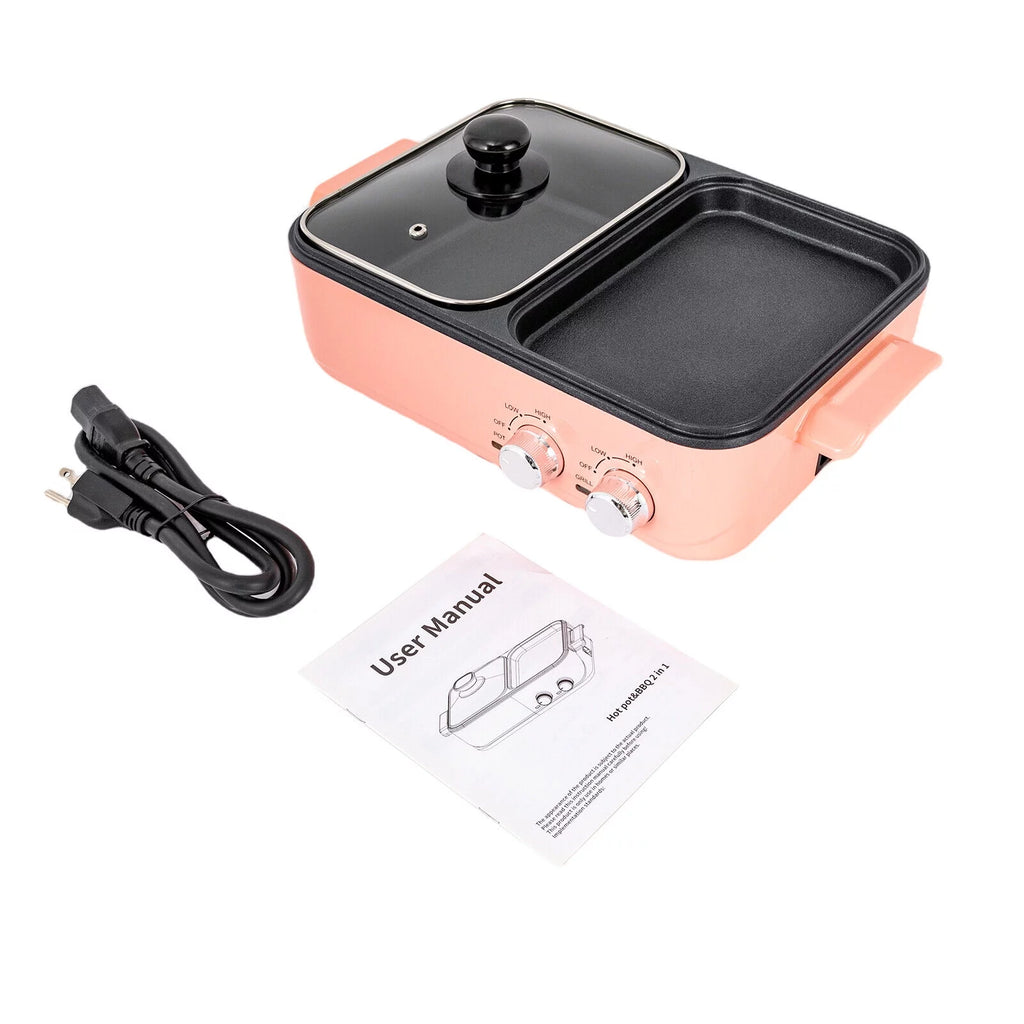 2 in 1 Electric Hot Pot 1500W Non-Stick Korean BBQ Grill L899