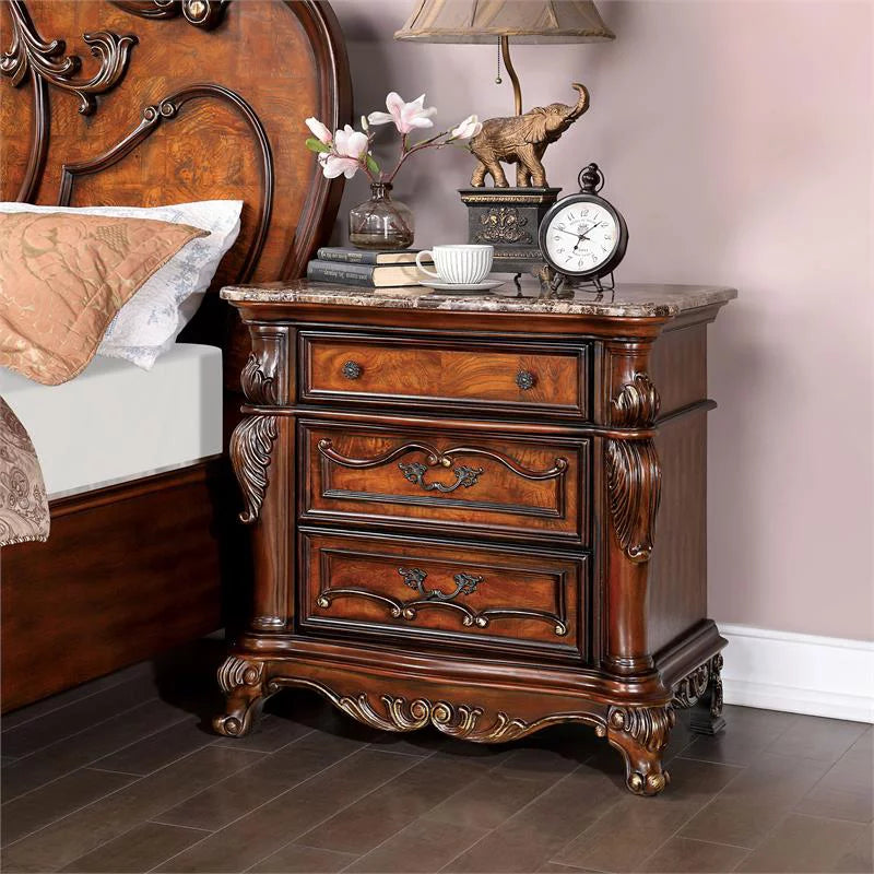 Traditional Wood 3-Drawer Nightstand N562698