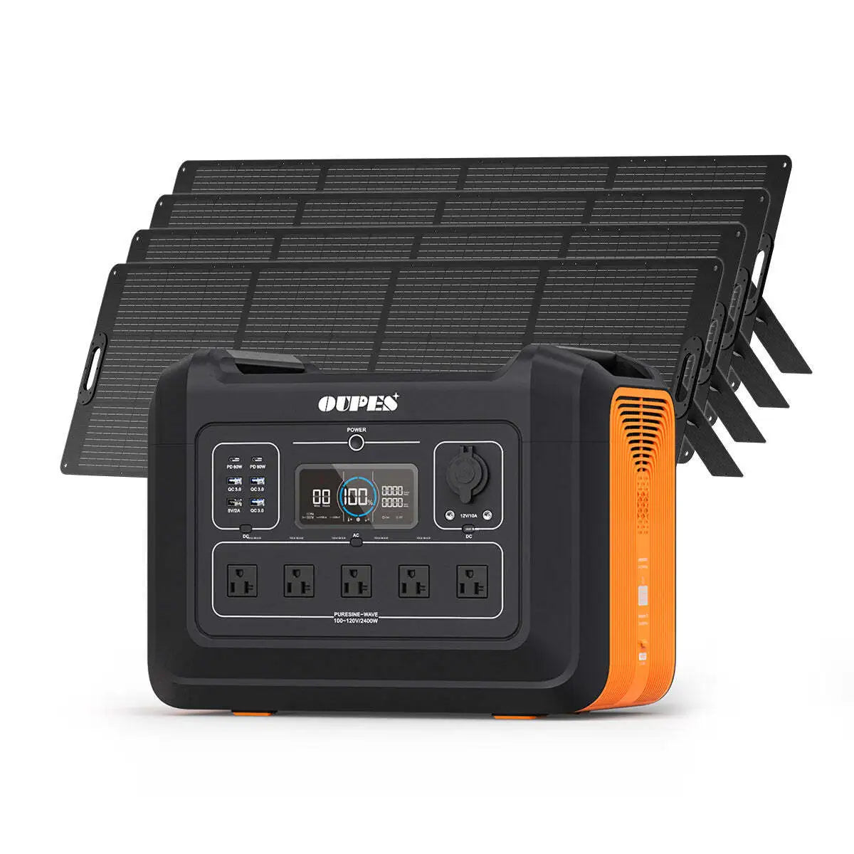2400W 2232Wh Portable Power Station with 4 240W Solar Panels M523643