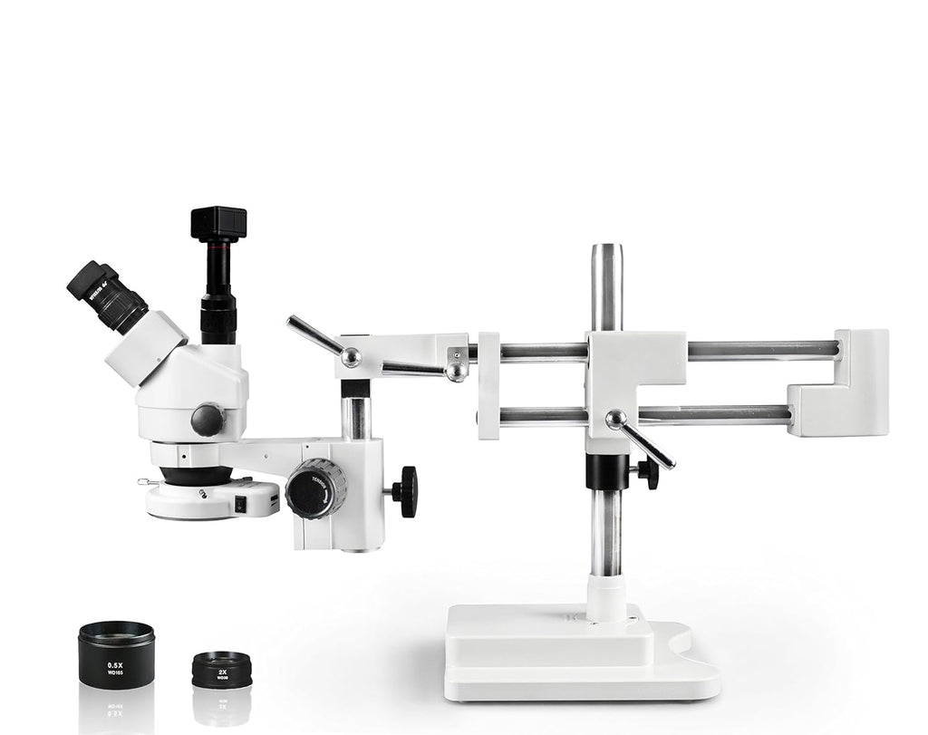 Simul-Focal Trinocular Zoom Stereo Microscope, 3.5x-90x Magnification, 5.0MP Digital Eyepiece Camera V62327