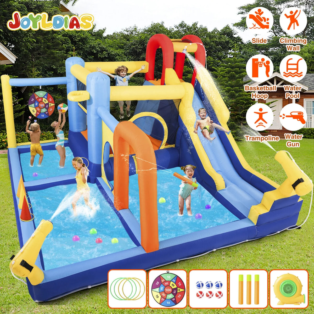 Inflatable Water Slide Bounce House with Splash Pool C222
