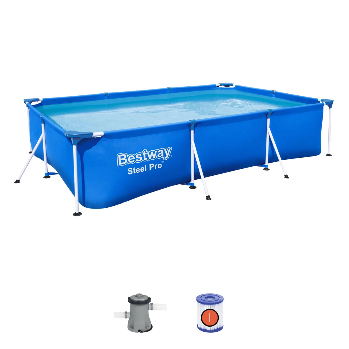 Steel Pro 9.8'x6.6'x26 Rectangular Above Ground Swimming Pool Set O5100