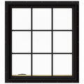 Black Clad Wood Left-Handed Casement Window with Colonial Grids J233782